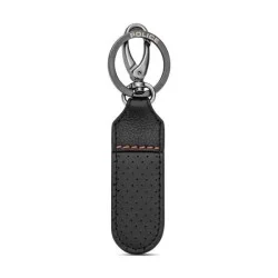 Police Orion Mens Leather Perforated Keyring W/ Round Logo